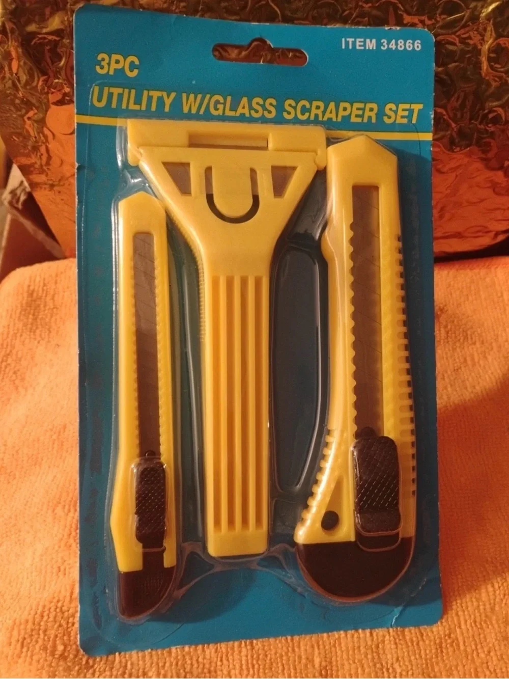 3PC Yellow Utility and Glass Scraper Set